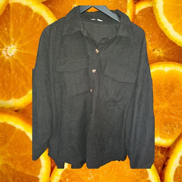 Shein Black Button Up‎ Long Sleeve Shirt Size XL - Picture 4 of 6